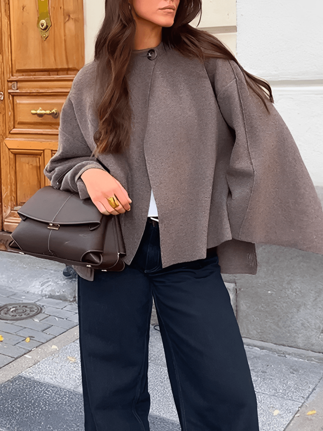 Casaco Feminino Poncho com Gola Lenço Elegante – Alana