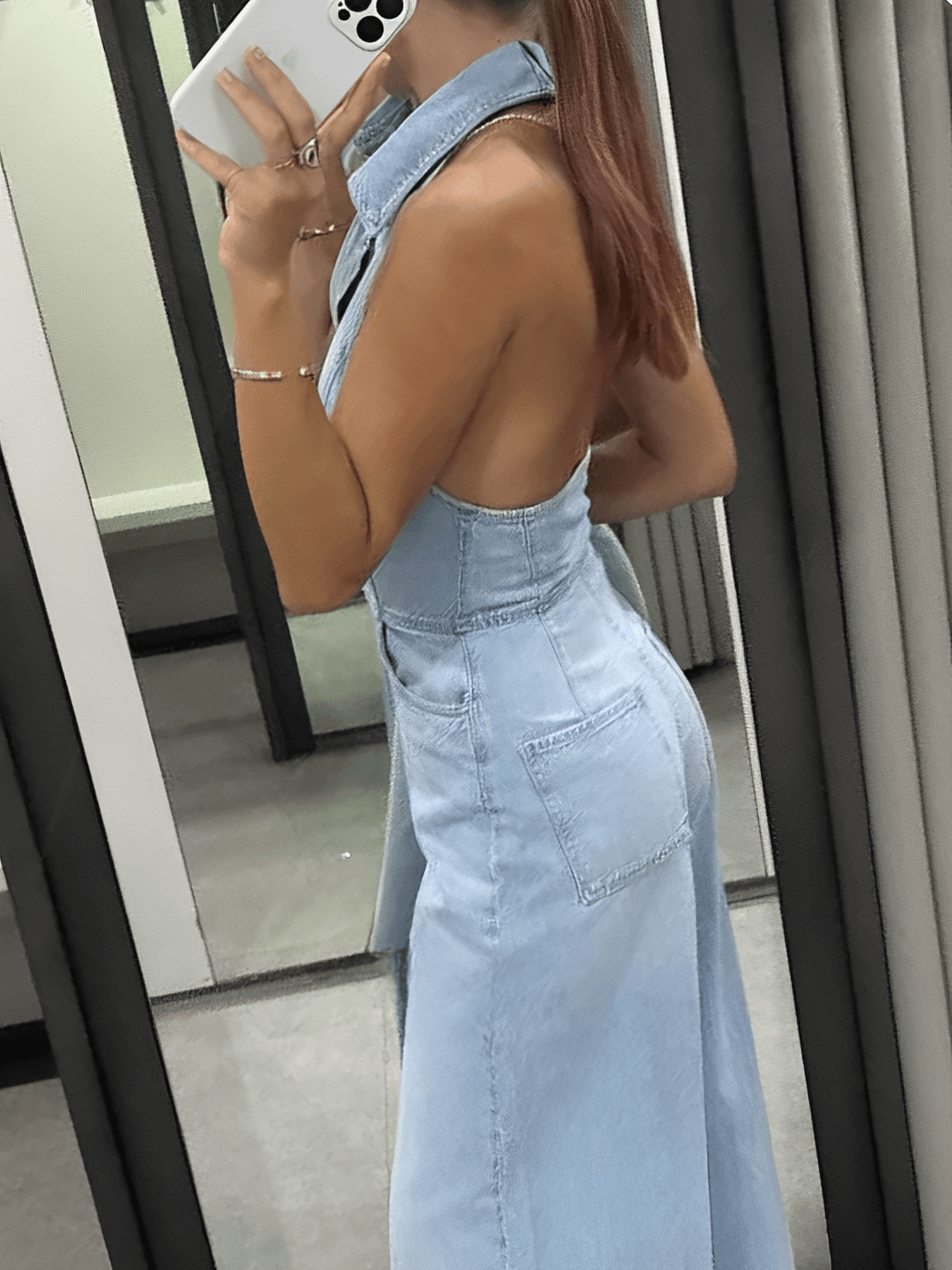 Macacão Feminino Jeans com Decote Nadador e Abertura Frontal em Botões Modelagem Wide Leg  - Jordana