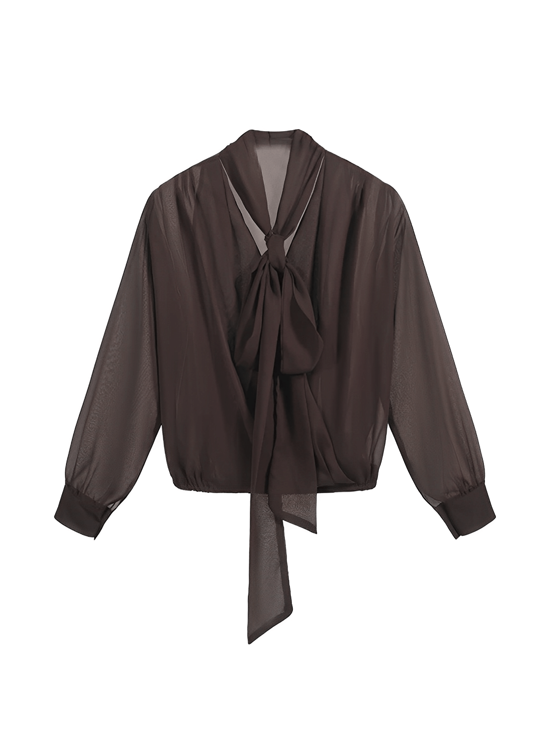 Camisa Feminina em Chiffon com Gola Laço e Punhos com Fechamento em Botão - Evangeline