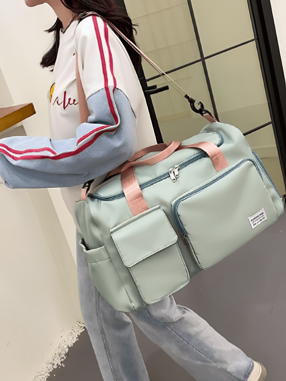 Bolsa Mala Feminina Grande Impermeável com Bolsos Multifuncionais – Kelly