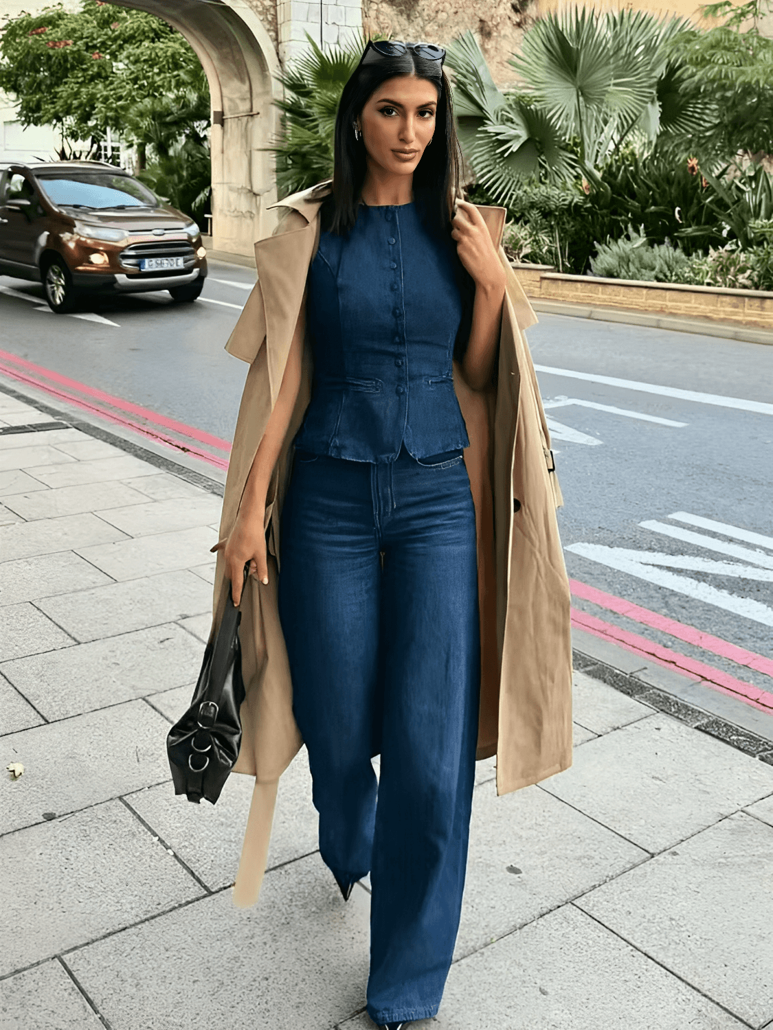 Colete Feminino Jeans Acinturado com Botões Retrô – Larissa