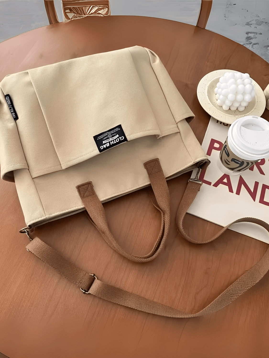 Bolsa Feminina Grande em Lona com Alça Ajustável Removível Bolsos e  Compartimento Interno - Rania
