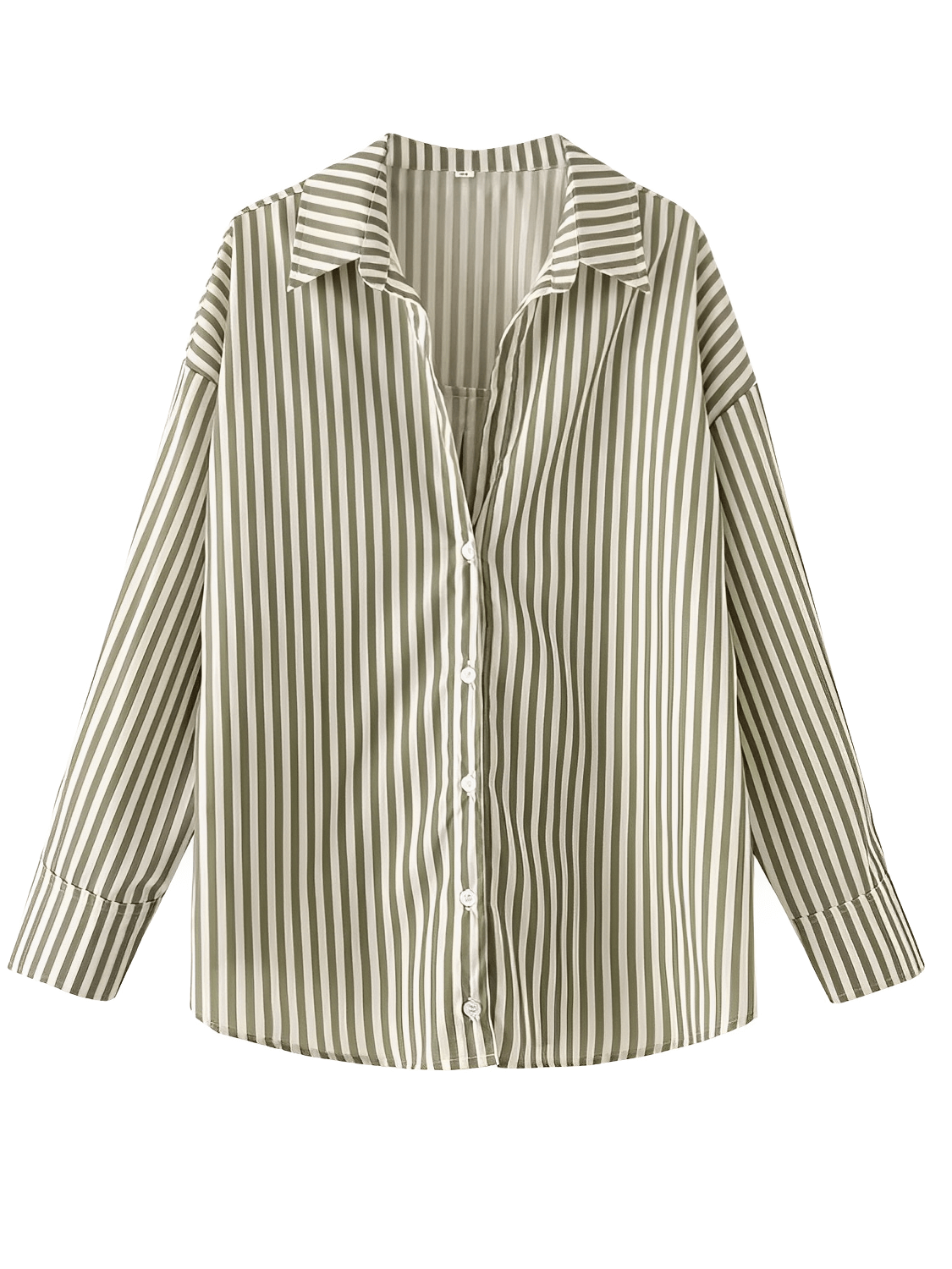 Camisa Feminina Listrada com Gola Clássica  Estruturada e Botões Frontais  – Glória