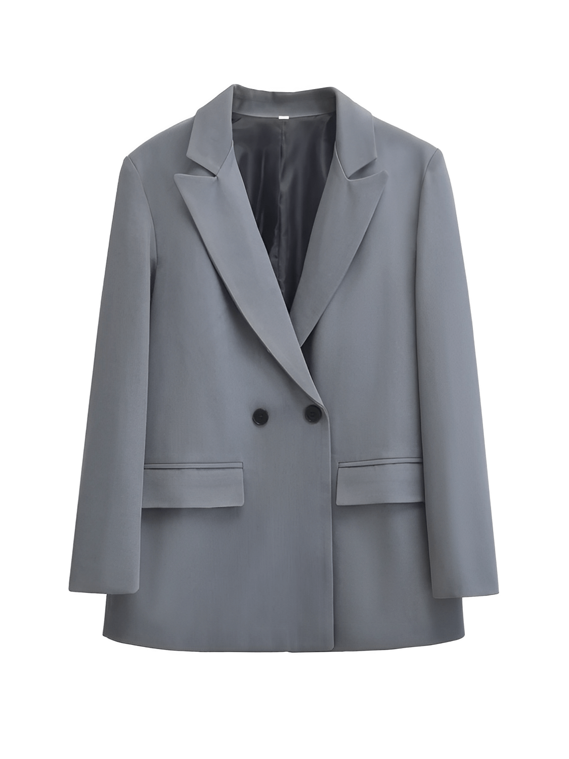 Blazer Feminino Alfaiataria Clássica com Lapela Marcante Botões Duplos Trespassado e Bolsos Decorativos – Ayana