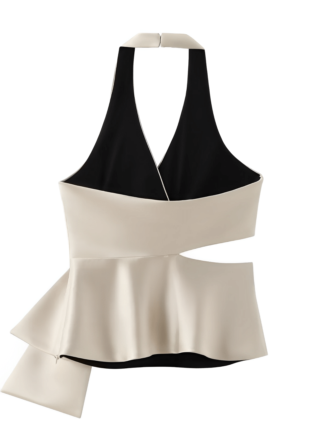 Blusa Feminina Acetinada com Decote Transpassado Corte Geométrico Lateral e Laço Frontal - Clara