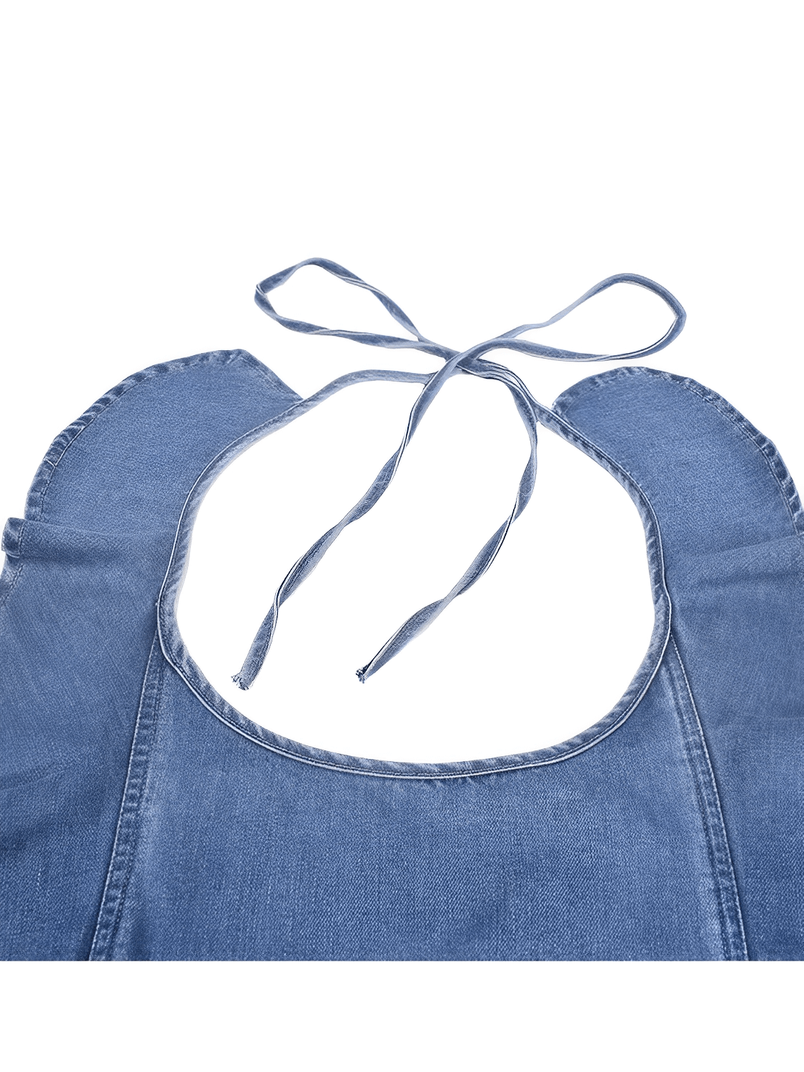 Macacão Feminino Jeans com Babados nos Ombros Amarração e Decote nas Costas - Poliana