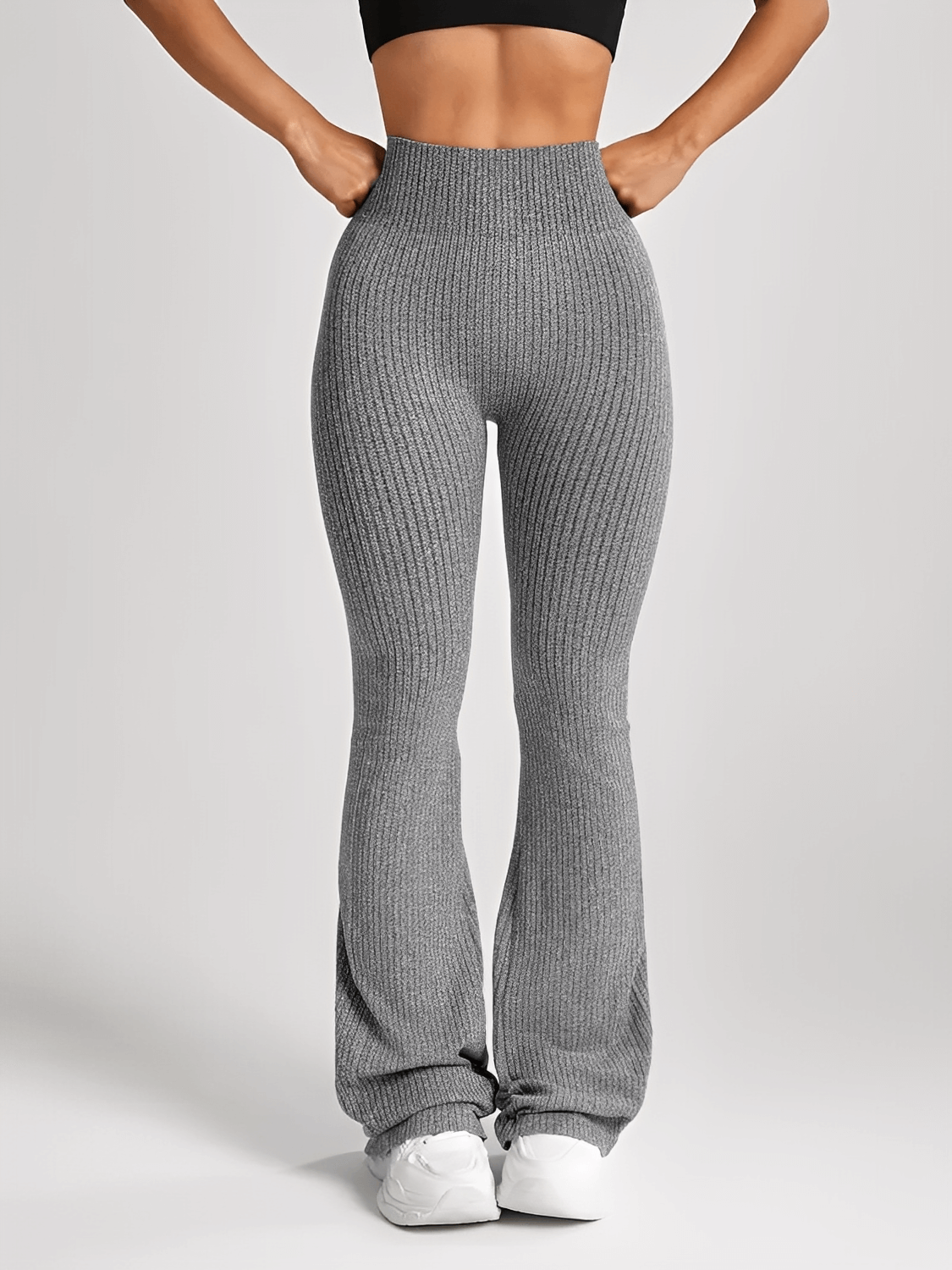 Calça Feminina Flare Canelada 3D Compressiva com Cintura Alta e Efeito Lifting – Juliete
