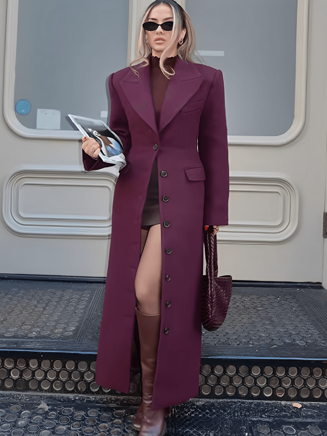 Sobretudo Feminino Longo em Lã Batida Acinturado com Lapela e Bolsos Decorativos – Mandy