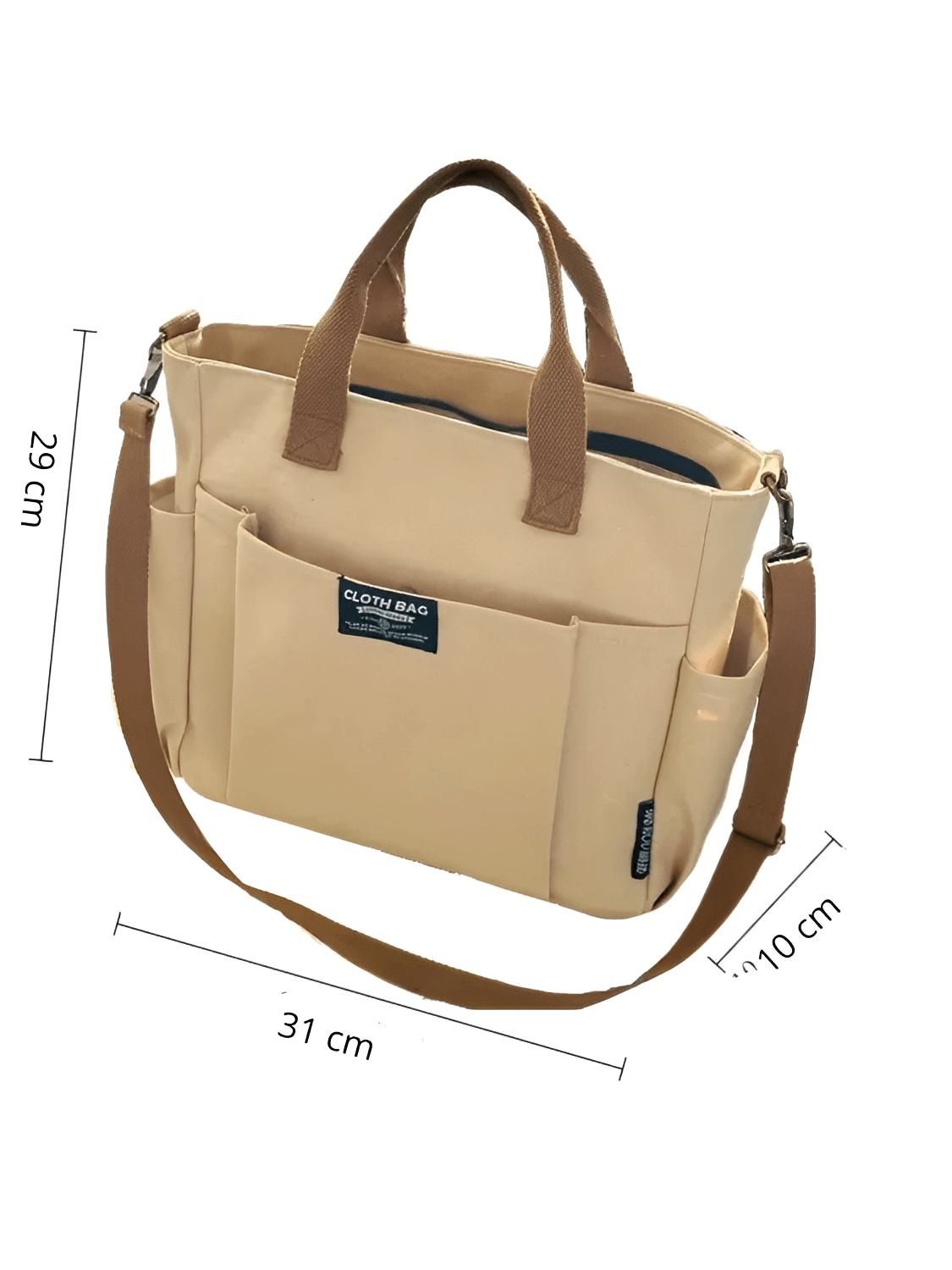 Bolsa Feminina Grande em Lona com Alça Ajustável Removível Bolsos e  Compartimento Interno - Rania