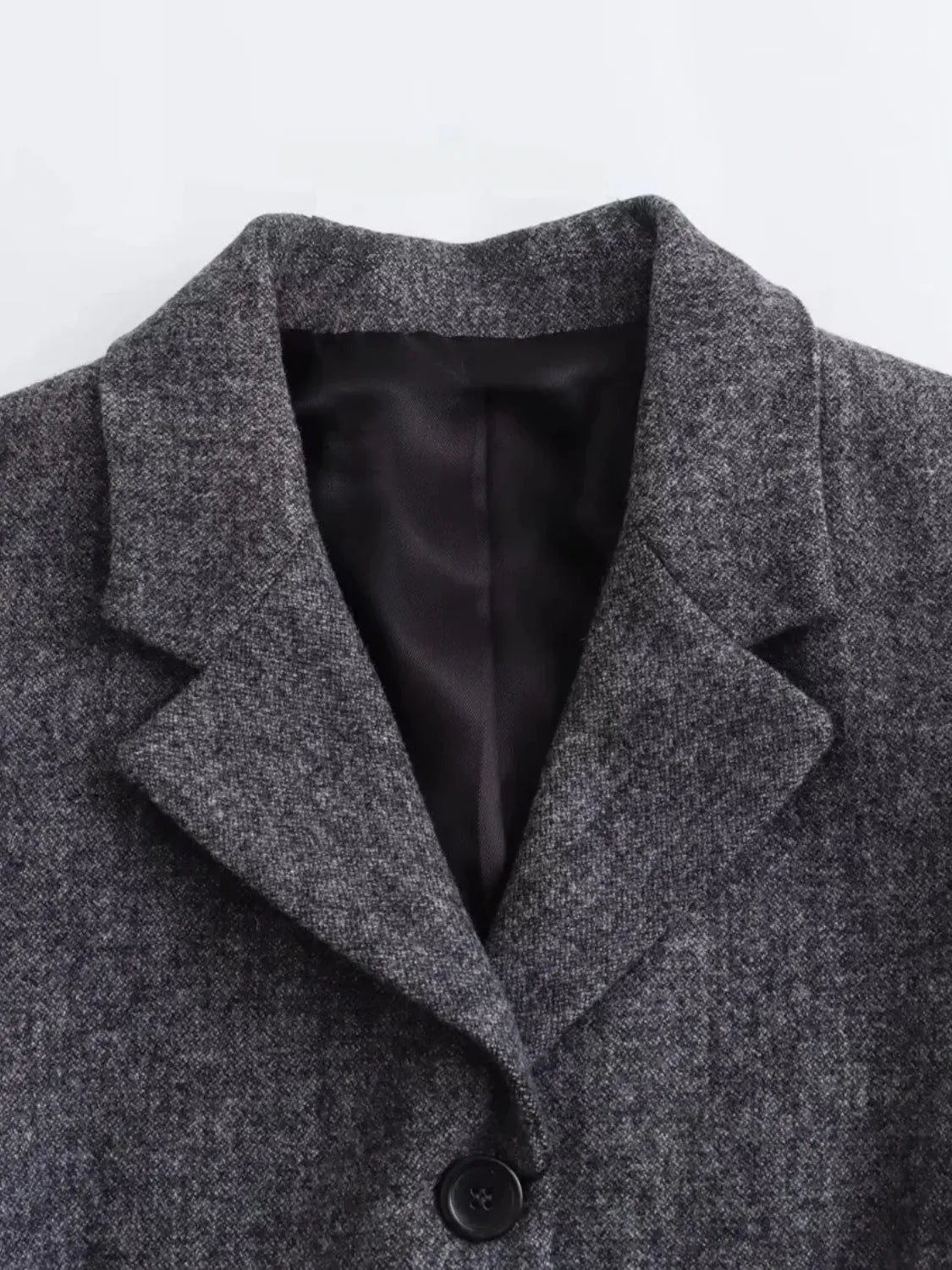 Conjunto Feminino de Blazer com Colarinho e Saia Midi em Lã Batida - Anastacia
