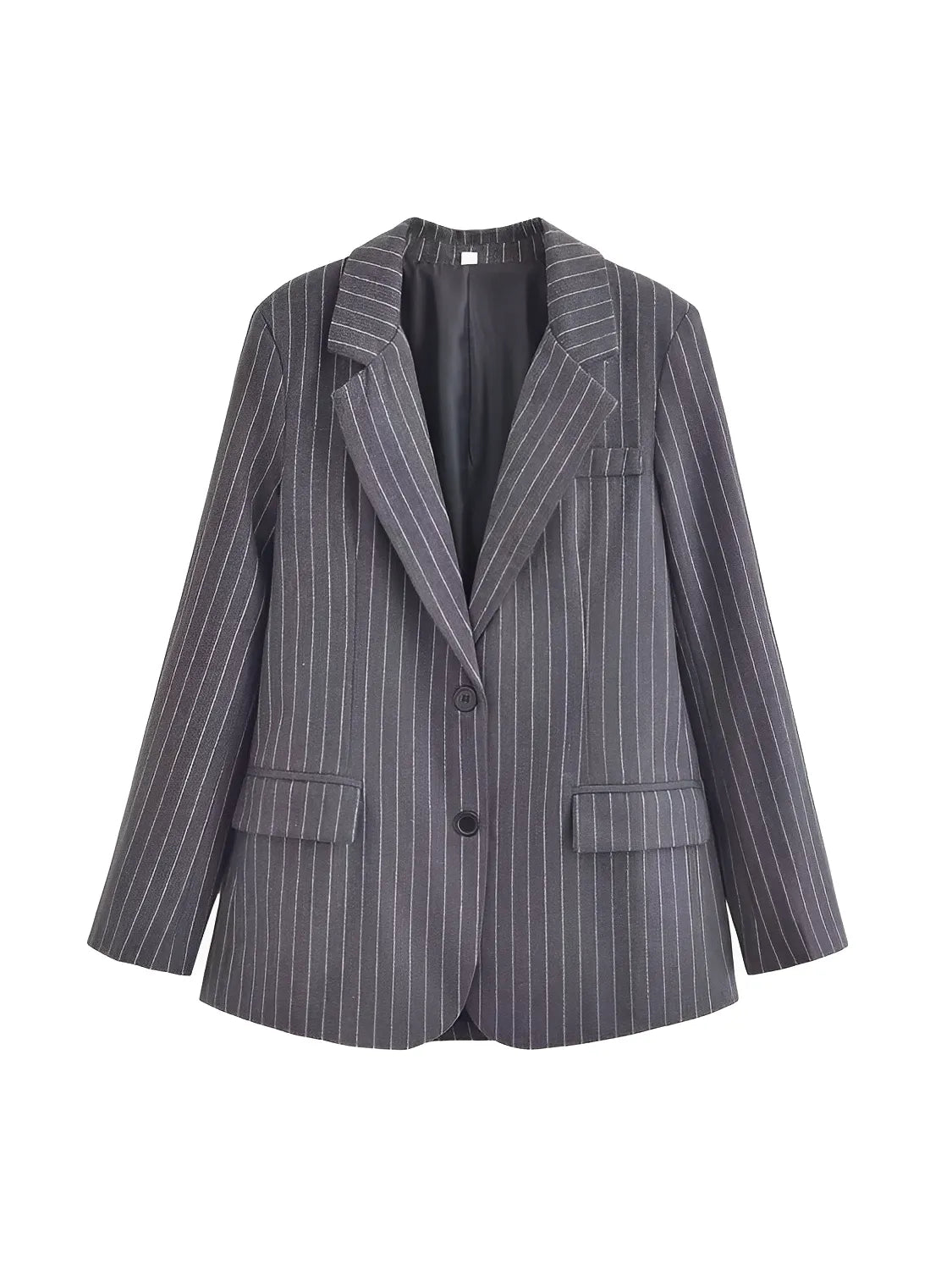 Blazer Feminino Oversized Riscas de Giz com Botões - Francine