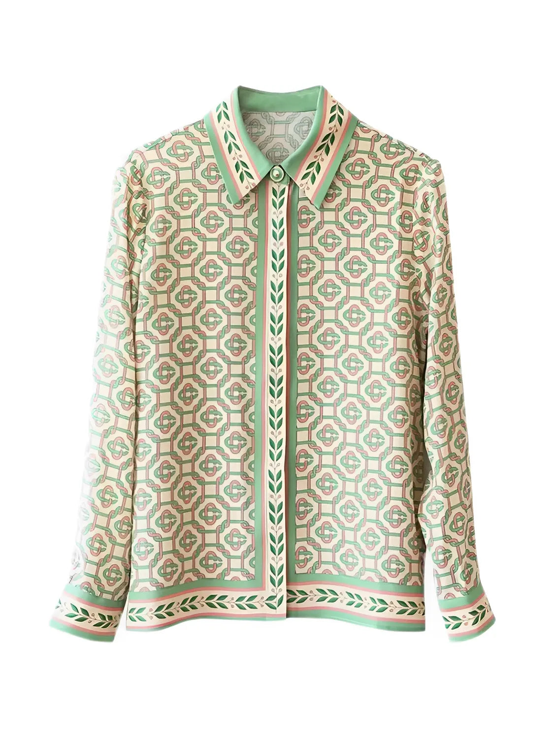 Camisa Feminina Estampada com Gola Clássica e Botões - Francesca