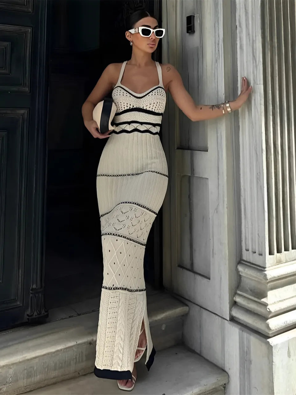 Vestido Feminino Longo Sereia com Decote Coração e Fenda Lateral - Selene