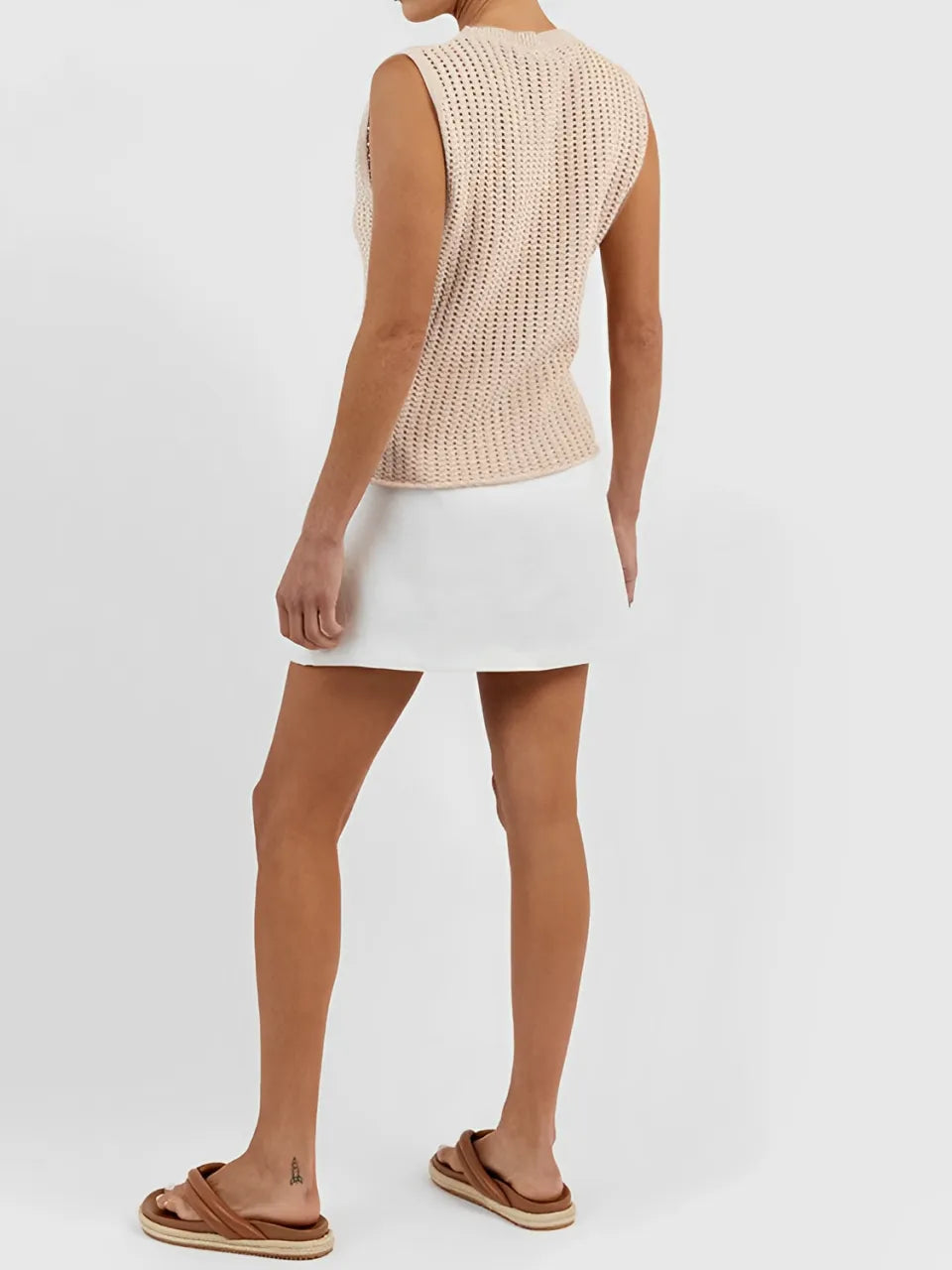 Blusa Feminina Regata Vintage com Detalhes Vazados - Malie