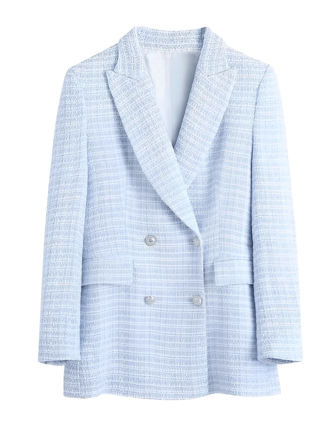 Blazer Feminino Tweed Texturizado com Fechamento Trespassado de Botões Duplos – Fiorella