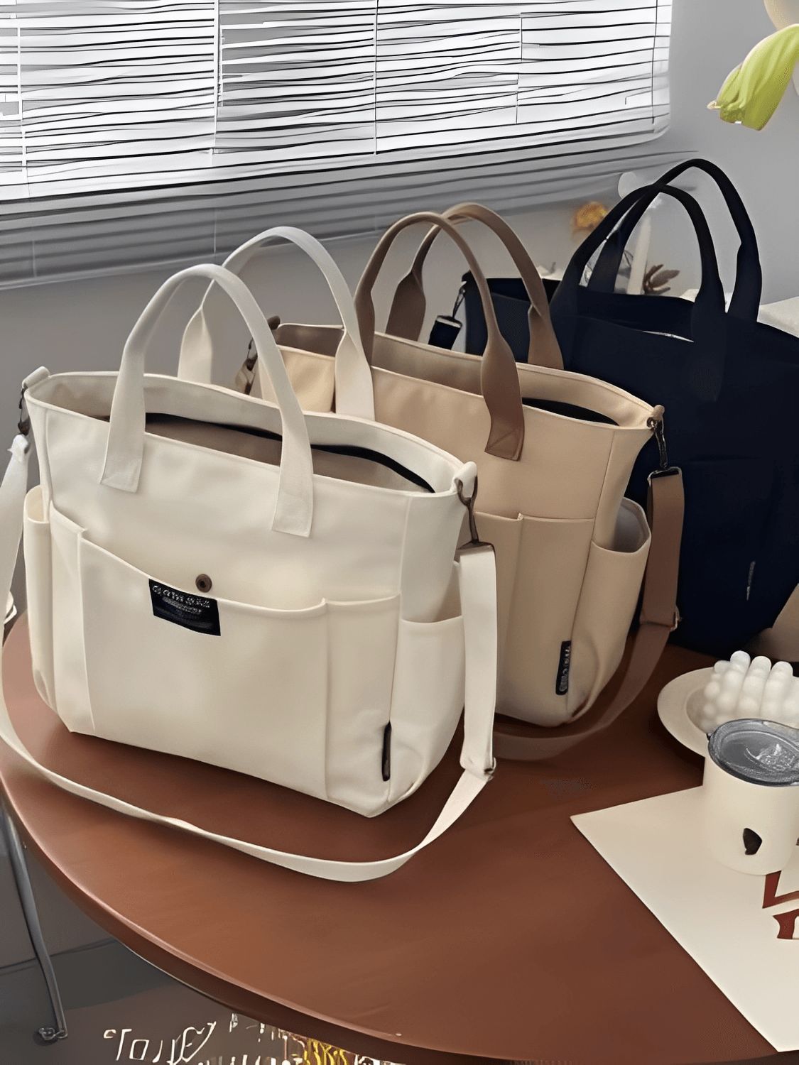 Bolsa Feminina Grande em Lona com Alça Ajustável Removível Bolsos e  Compartimento Interno - Rania
