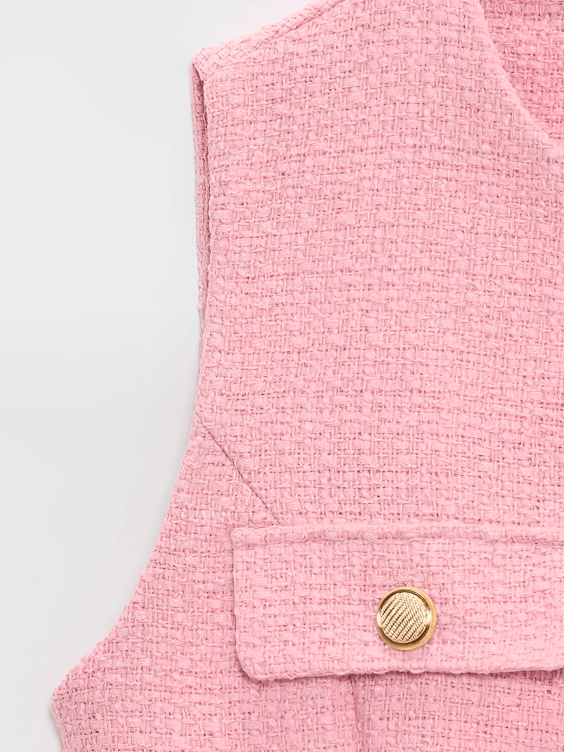 Colete Feminino Tweed Acinturado com Cinto e Bolsos Decorativo - Corine