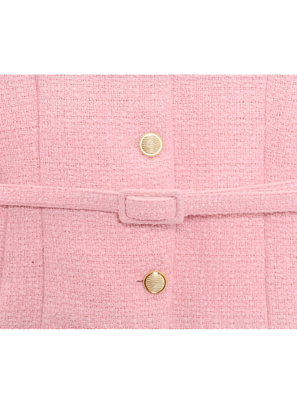Colete Feminino Tweed Acinturado com Cinto e Bolsos Decorativo - Corine