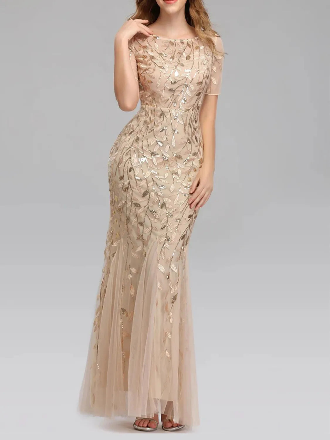 Vestido Feminino Longo de Festa Sereia com Tule e Bordados - Lyra