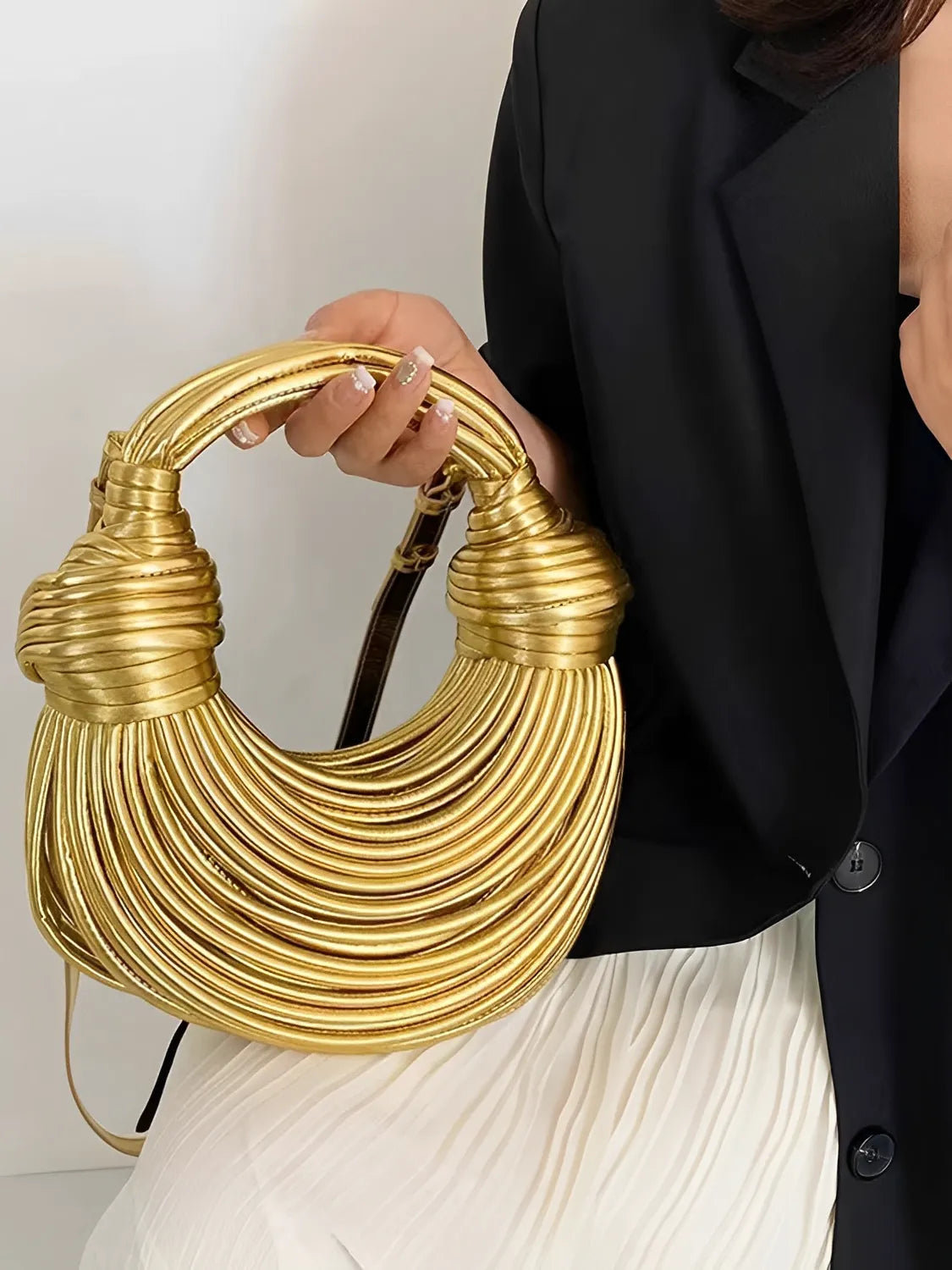 Bolsa Feminina Clutch de Mão com Detalhes em Cordas e Nós - Crada [FRETE FULL]