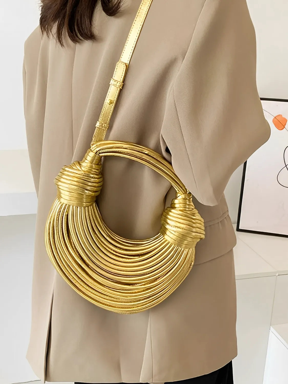 Bolsa Feminina Clutch de Mão com Detalhes em Cordas e Nós - Crada [FRETE FULL]