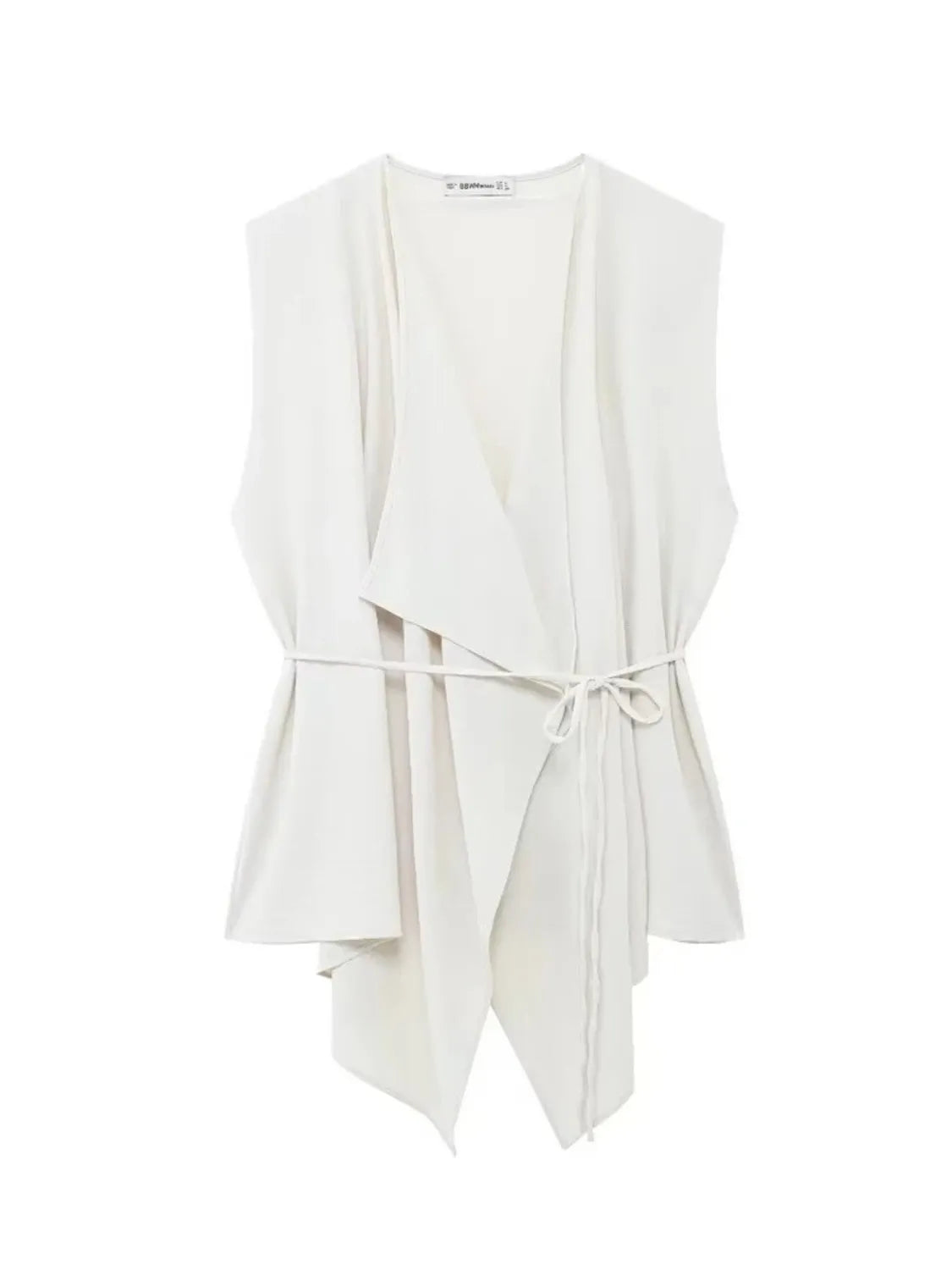Blusa Feminina Bainha Assimétrica com Decote em V e Cinto de Cordão Ajustável - Serena