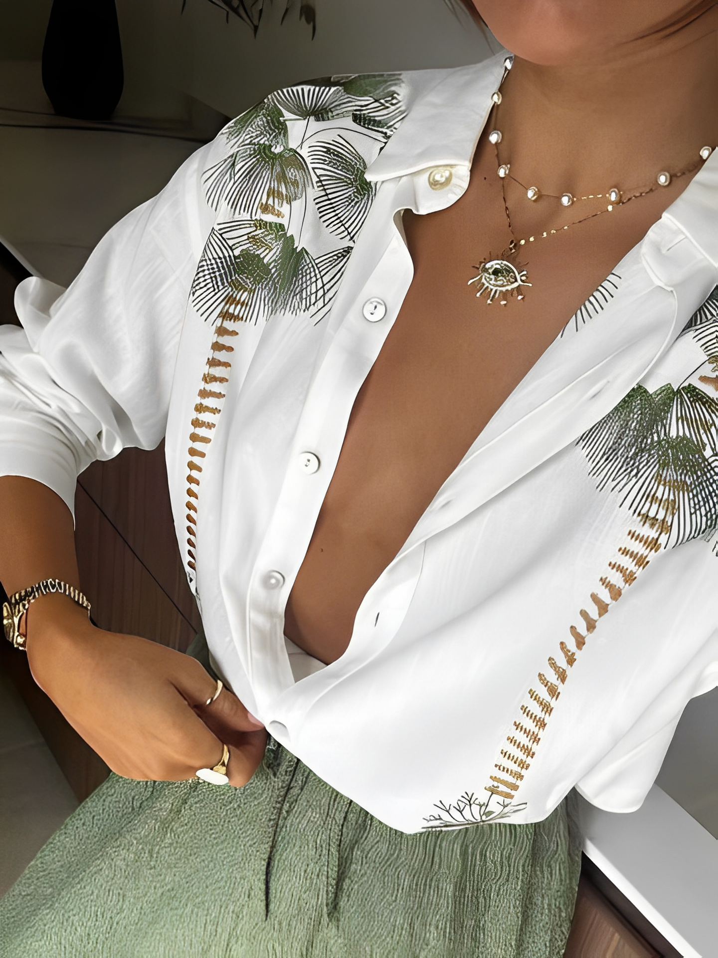 Conjunto Feminino Elegante com Camisa de Botão e Calça Fluida - Pandora