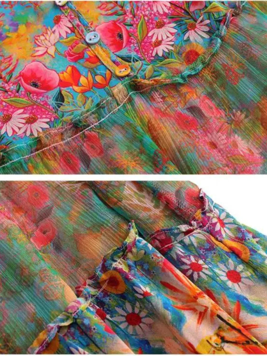 Vestido Feminino Midi Estampado Floral de Chiffon - Keila