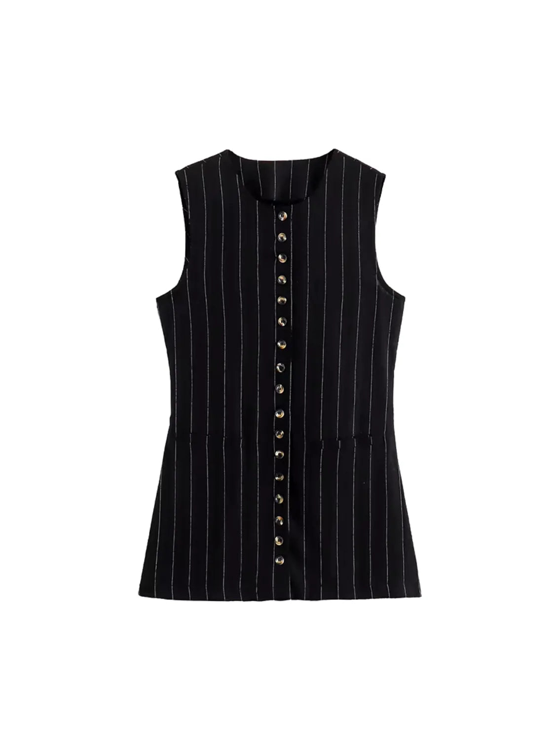 Blusa Feminina Risca de Giz com Botões e Amarração nas Costas - Cecília