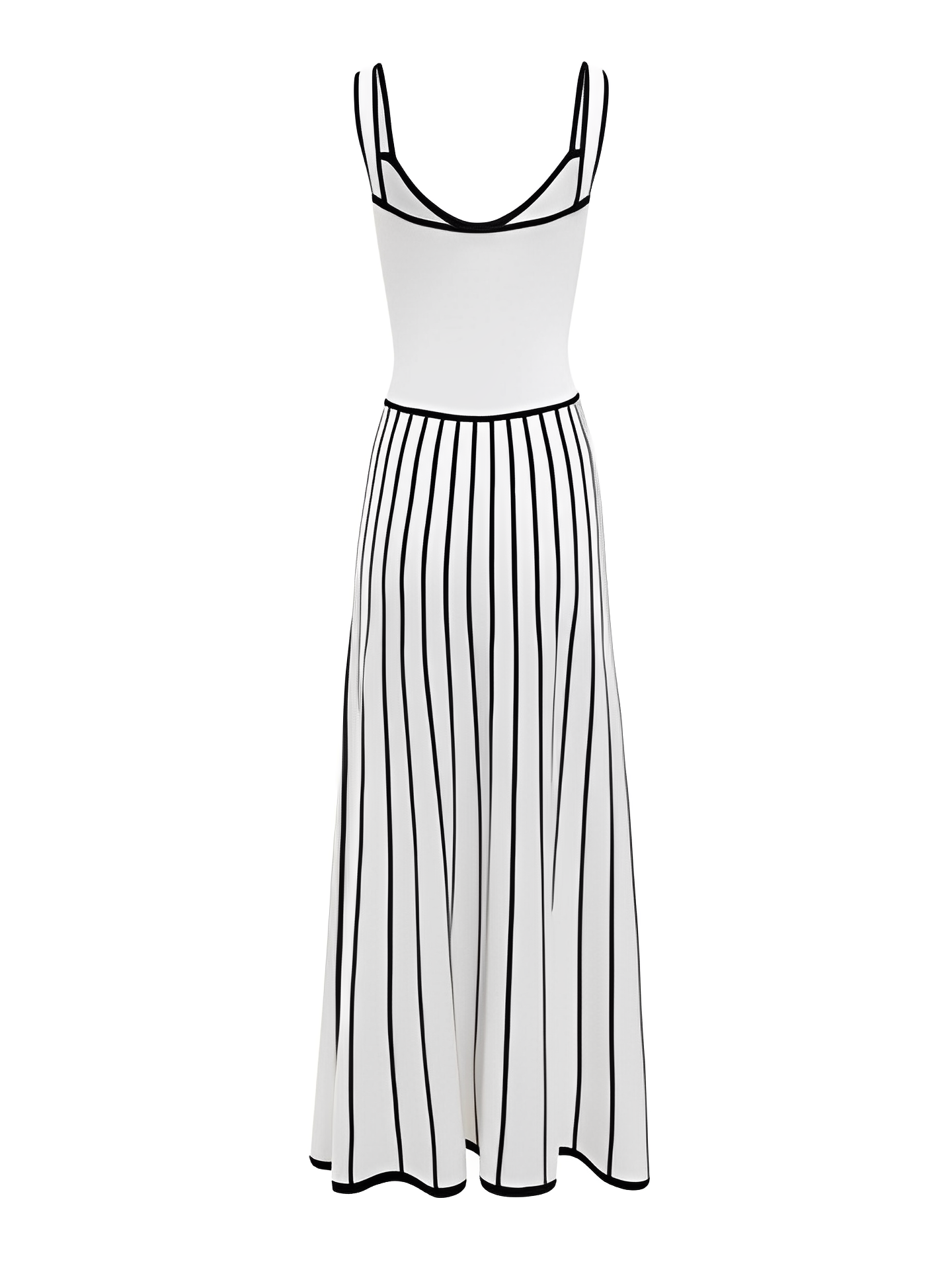 Vestido Feminino Midi Tricô Listrado Modelagem Evasê - Dandara