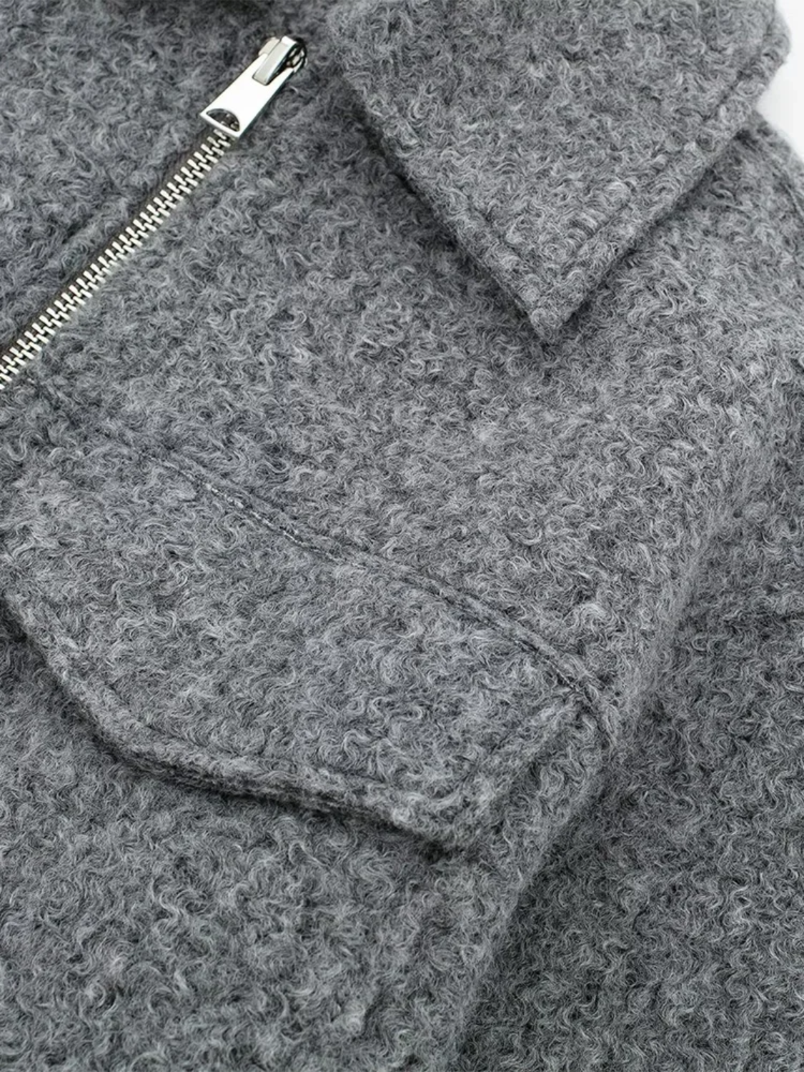 Jaqueta Feminina Bomber de Lã com Bolsos e Zíper - Jessy
