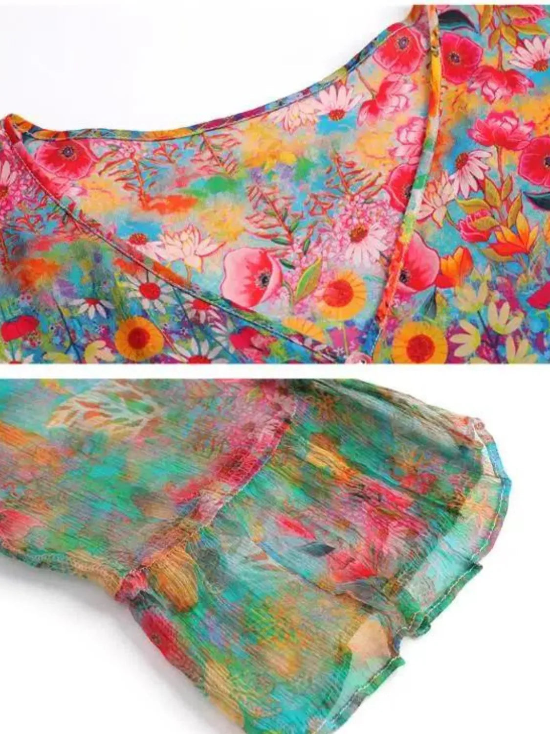 Vestido Feminino Midi Estampado Floral de Chiffon - Keila