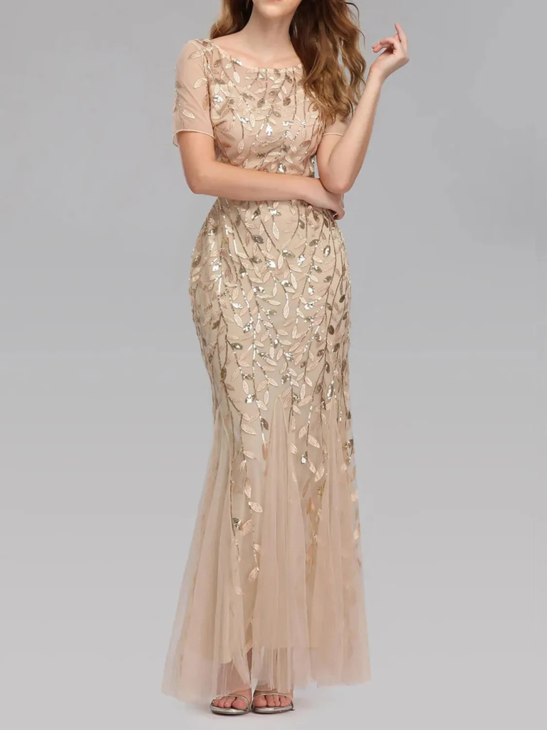 Vestido Feminino Longo de Festa Sereia com Tule e Bordados - Lyra