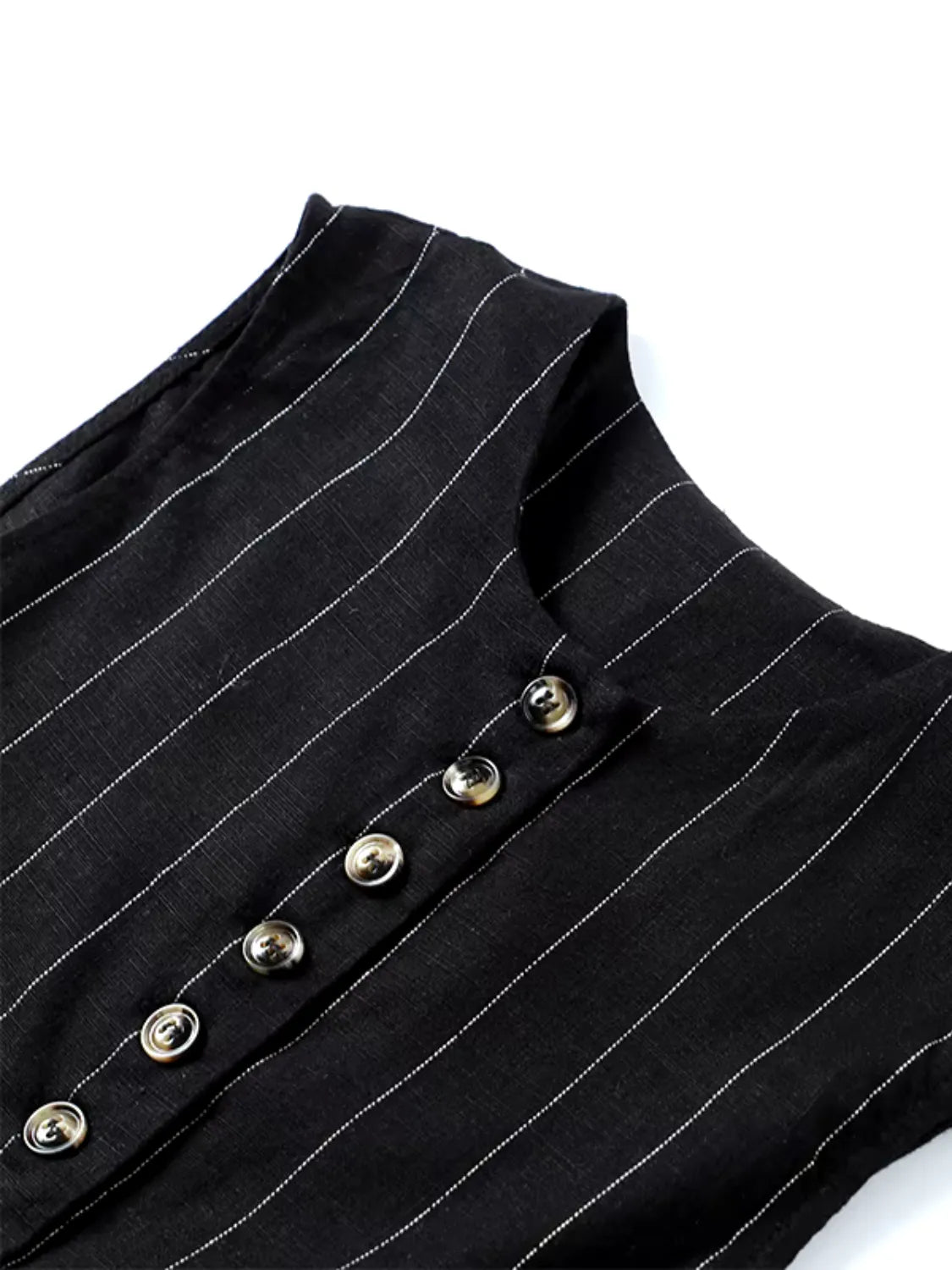 Conjunto Feminino Risca de Giz Colete com Botões e Amarração nas Costas e Saia Curta - Dara