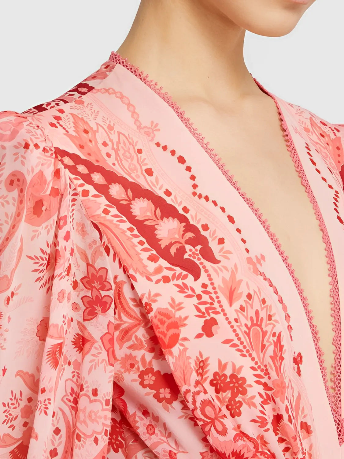 Vestido Feminino Longo Estampado de Manga Longa e Acinturado - Clarisse