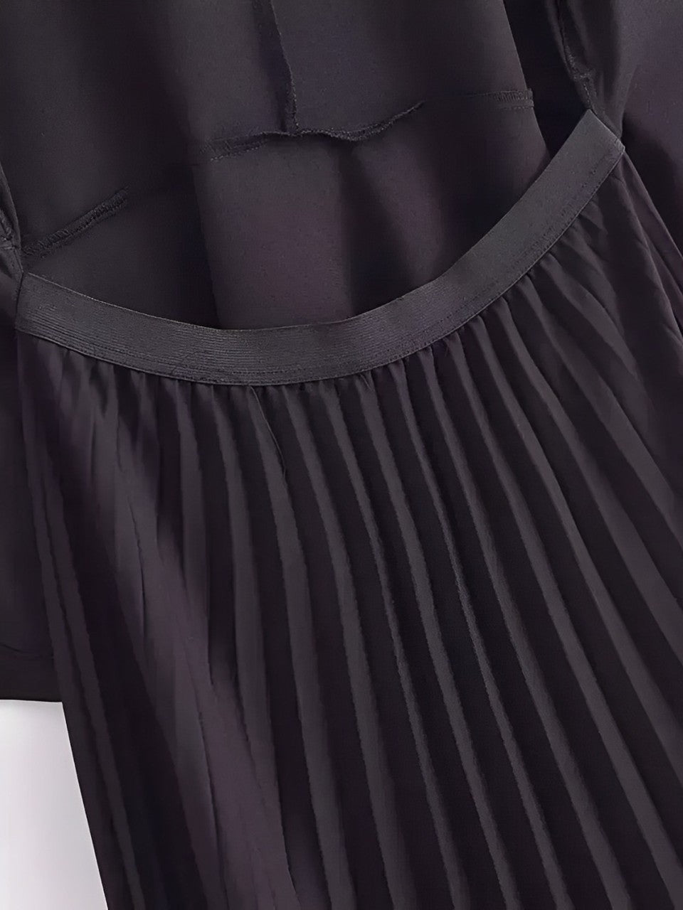 Vestido Feminino Midi de Alfaiataria sem Mangas com Decote V Plissado - Simona