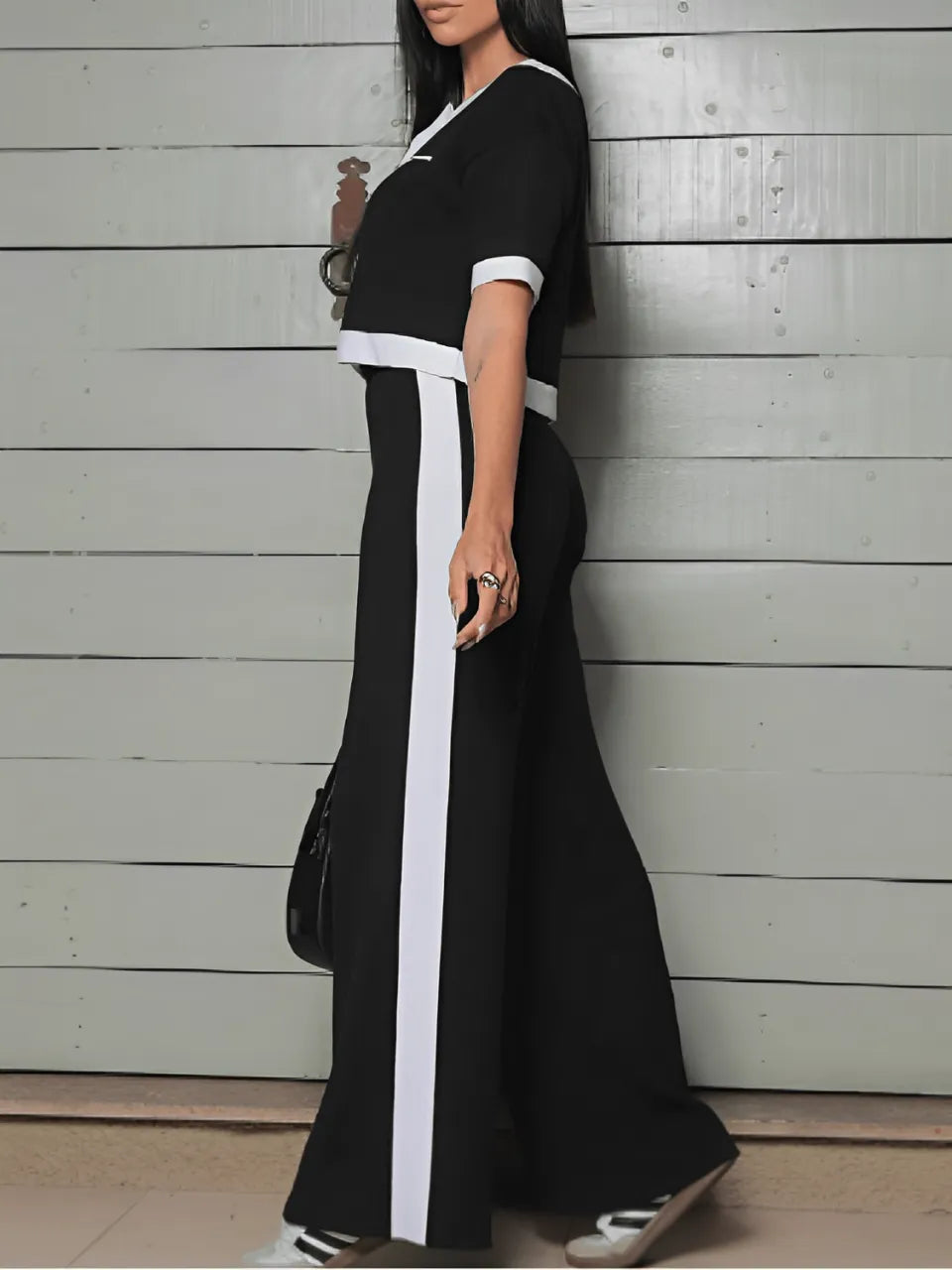 Conjunto Feminino Confortável Blusa Cropped com Botões e Calça de Cintura Alta - Victoria [FRETE FULL]