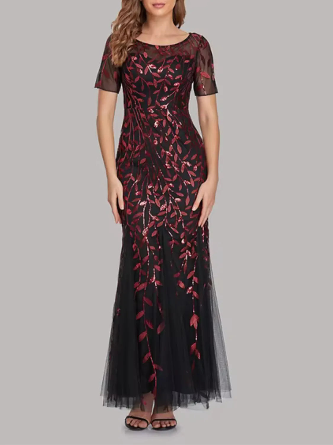 Vestido Feminino Longo de Festa Sereia com Tule e Bordados - Lyra