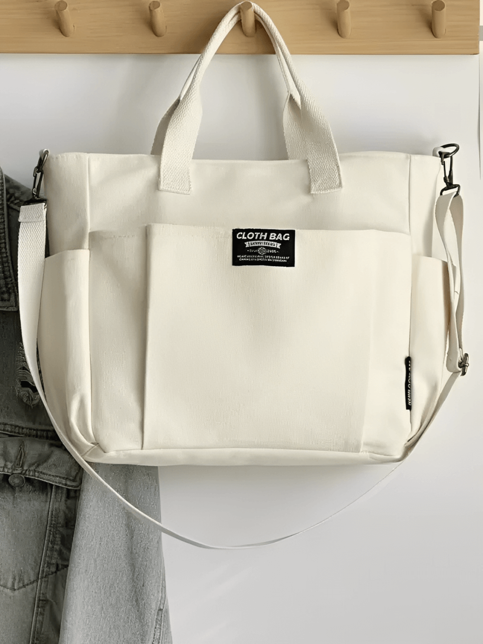 Bolsa Feminina Grande em Lona com Alça Ajustável Removível Bolsos e  Compartimento Interno - Rania