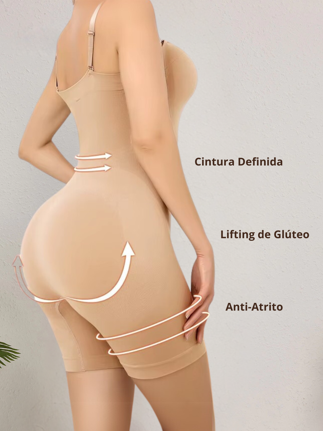 Macacão Modelador Feminino Anti Atrito com Alta Compressão e Alças Removíveis – Raissa