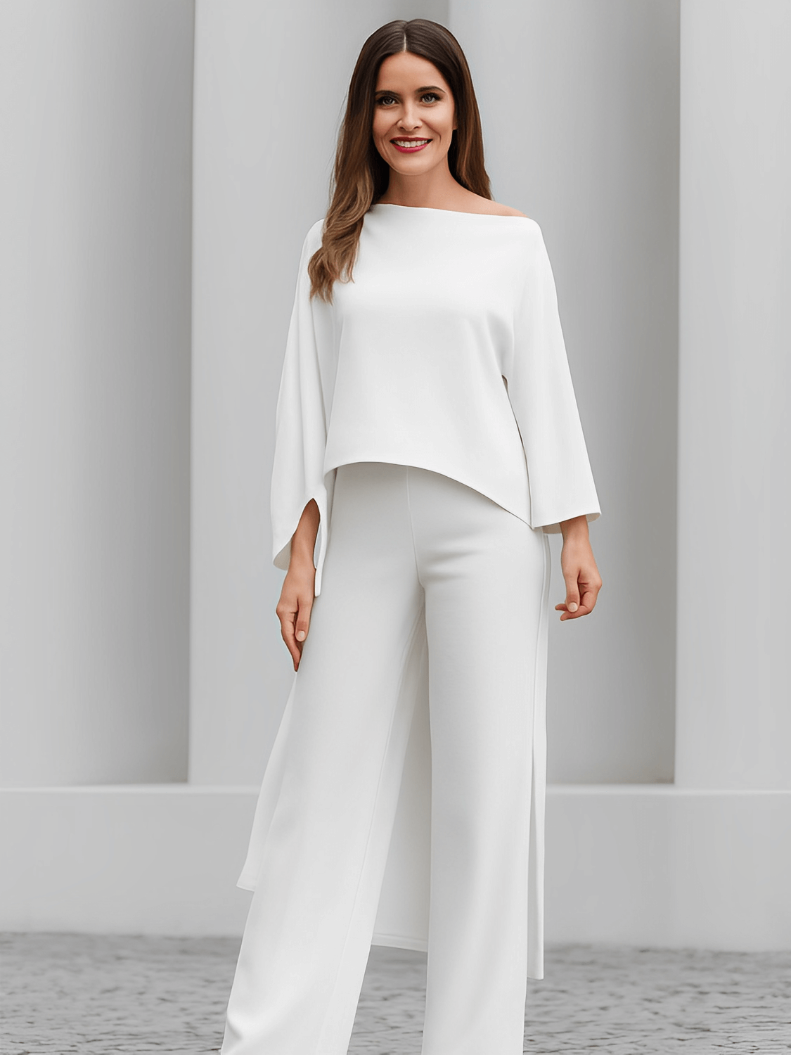 Bata Feminina Longa Estilo Capa com Manga Morcego e Fenda Lateral Assimétrica – Cláudia