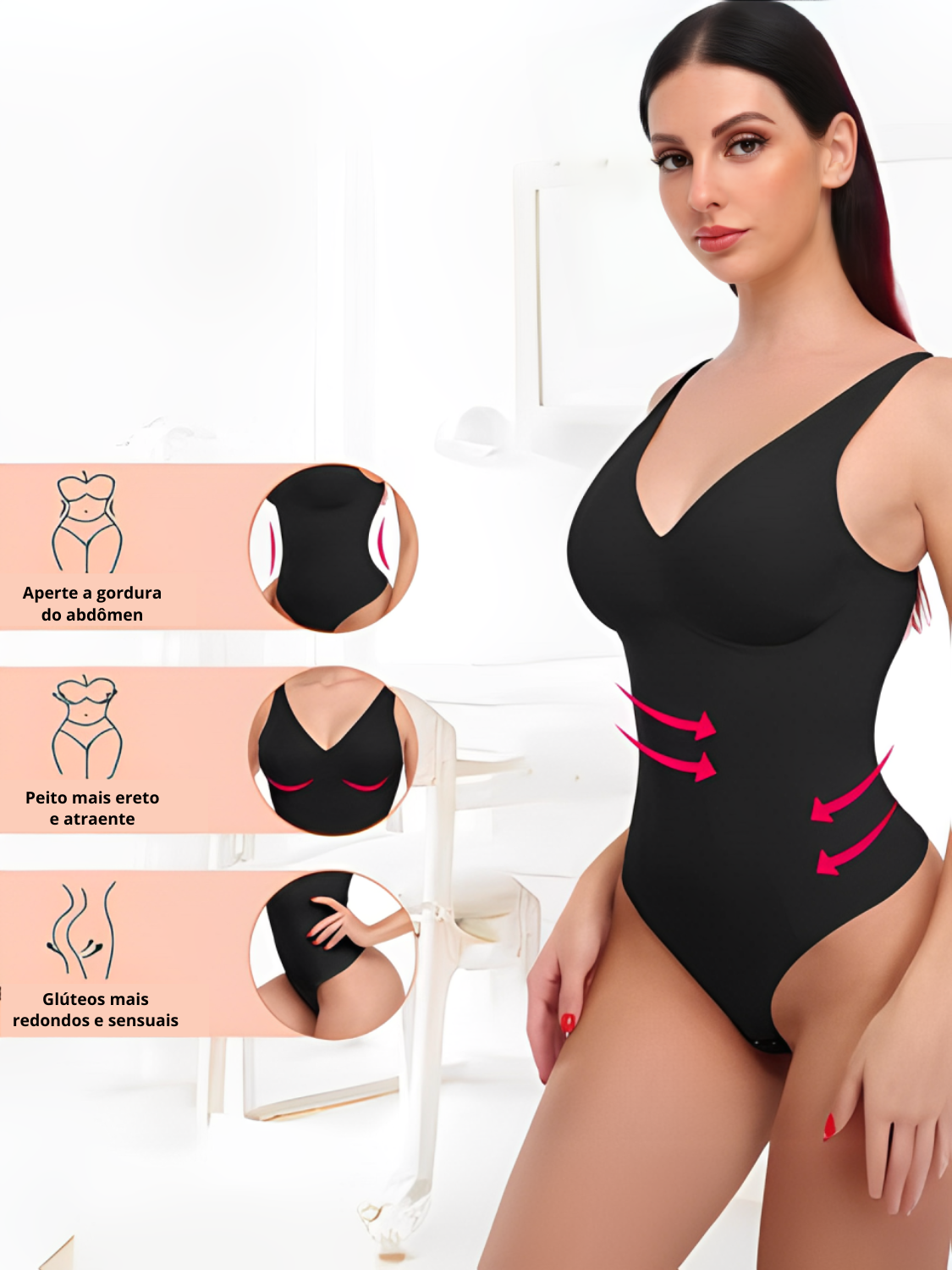 Body Modelador com Bojo Removível e Calcinha Levanta Bumbum – Raquel