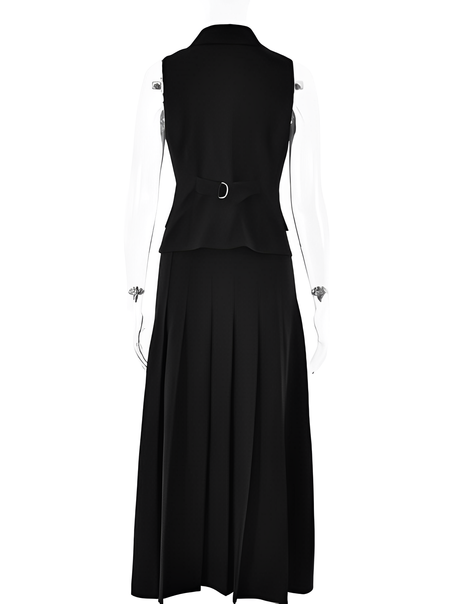 Conjunto Feminino de Alfaiataria com  Colete Clássico e Saia Midi Plissada - Lizandra