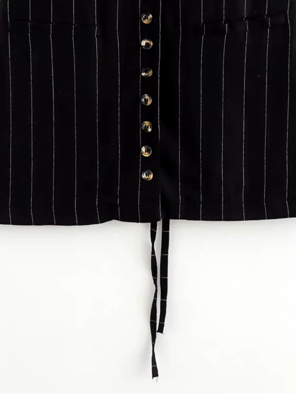 Blusa Feminina Risca de Giz com Botões e Amarração nas Costas - Cecília