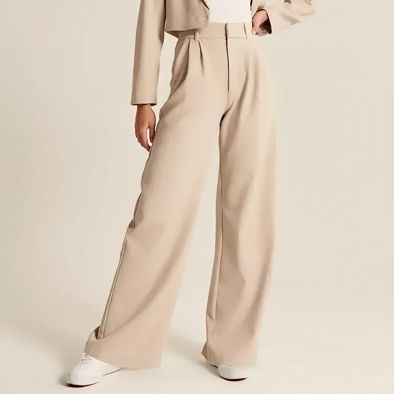 Calça Feminina de Alfaiataria com Cintura Alta e Modelagem Wide Leg – Samira